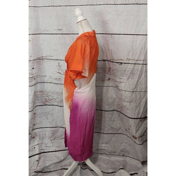 Anthropologie Short Sleeve Twist Front Midi Dress Size Small Petite NWT - Picture 5 of 8